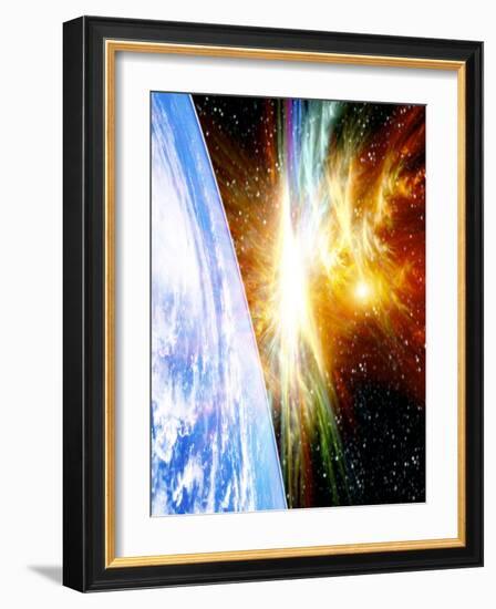 Solar Flare Threatening Earth-Victor Habbick-Framed Photographic Print