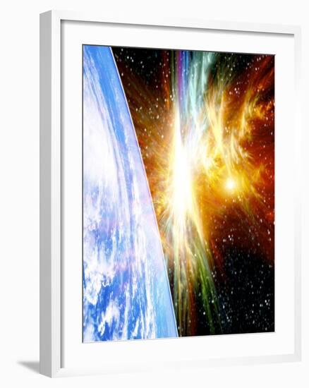 Solar Flare Threatening Earth-Victor Habbick-Framed Photographic Print