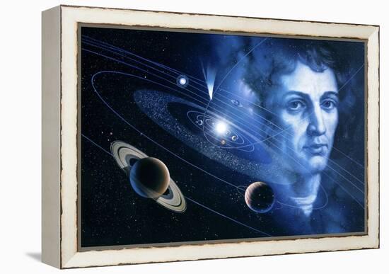 Solar System And Nicolaus Copernicus-Detlev Van Ravenswaay-Framed Premier Image Canvas