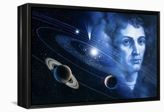 Solar System And Nicolaus Copernicus-Detlev Van Ravenswaay-Framed Premier Image Canvas