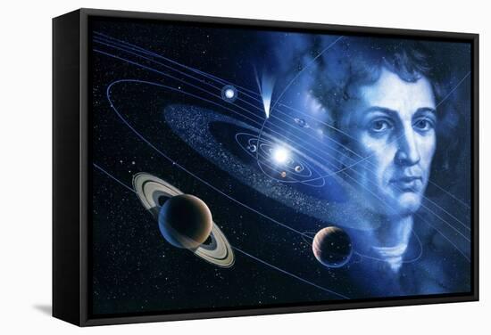 Solar System And Nicolaus Copernicus-Detlev Van Ravenswaay-Framed Premier Image Canvas