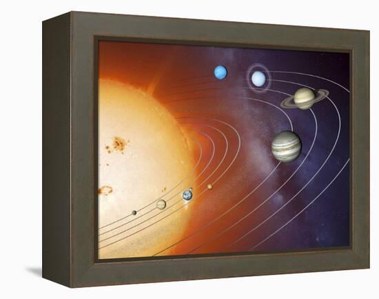 Solar System Orbits, Artwork-Detlev Van Ravenswaay-Framed Premier Image Canvas