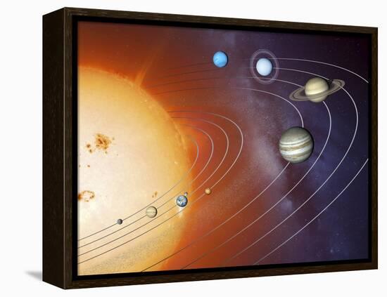 Solar System Orbits, Artwork-Detlev Van Ravenswaay-Framed Premier Image Canvas