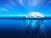 A Polar Bear on Top of a Natural Iceberg Glacier on the North Atlantic.-Solarseven-Photographic Print