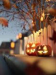 Halloween Jack O Lantern Pumpkins at Night-solarseven-Photographic Print