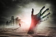 Zombie Rising. A Hand Rising From The Ground!-Solarseven-Art Print