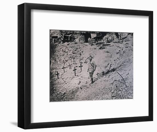 Soldier among wooden crosses, c1914-c1918-Unknown-Framed Photographic Print