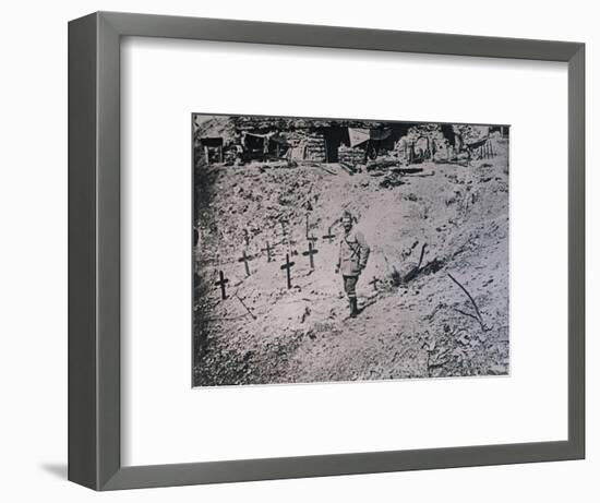 Soldier among wooden crosses, c1914-c1918-Unknown-Framed Photographic Print