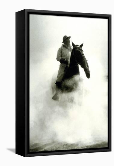 Soldier and Horse Wearing a Gas Mask During the Battle of Verdun, 1916-null-Framed Stretched Canvas