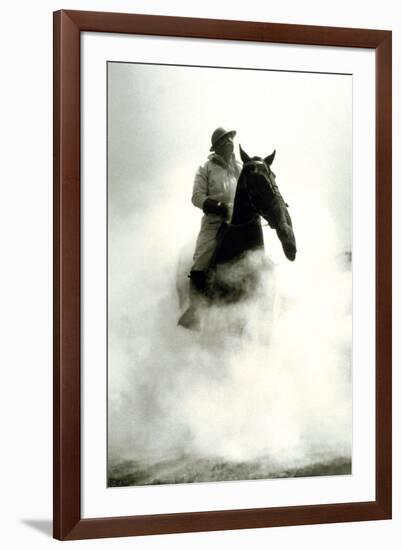 Soldier and Horse Wearing a Gas Mask During the Battle of Verdun, 1916-null-Framed Photo