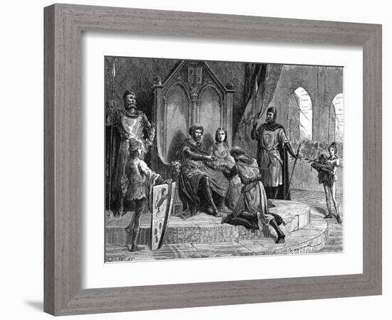 Soldier Declares Feudal Homage to the King-Emile Bayard-Framed Art Print