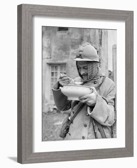 Soldier Eating Soup, 1915-Jacques Moreau-Framed Photographic Print