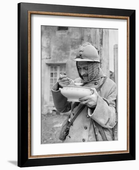 Soldier Eating Soup, 1915-Jacques Moreau-Framed Photographic Print