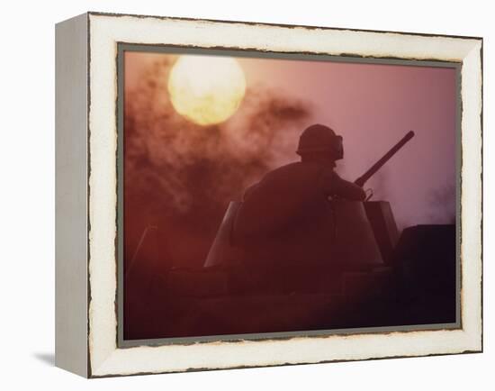 Soldier of the 11th Armored Regiment on a Tank in the Sunset. Vietnam-Co Rentmeester-Framed Premier Image Canvas