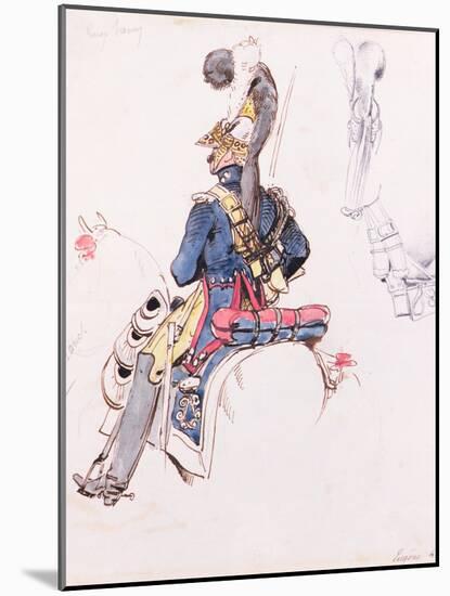 Soldier on Horseback (W/C, Pen and Ink)-Eugene-Louis Lami-Mounted Giclee Print
