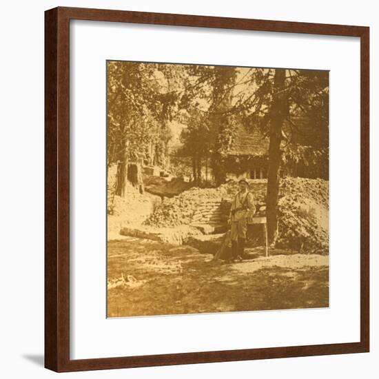 Soldier outside trench, Bois des Loges, northern France, c1914-c1918-Unknown-Framed Photographic Print