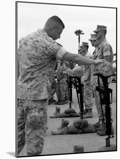 Soldier Pays His Respect To Fallen Marines-Stocktrek Images-Mounted Photographic Print