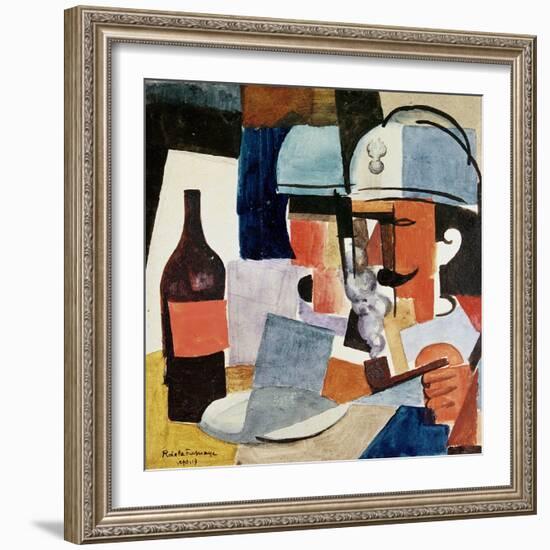 Soldier with Pipe and Bottle-Roger de La Fresnaye-Framed Giclee Print