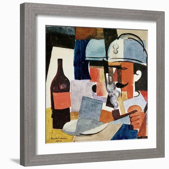 Soldier with Pipe and Bottle-Roger de La Fresnaye-Framed Giclee Print