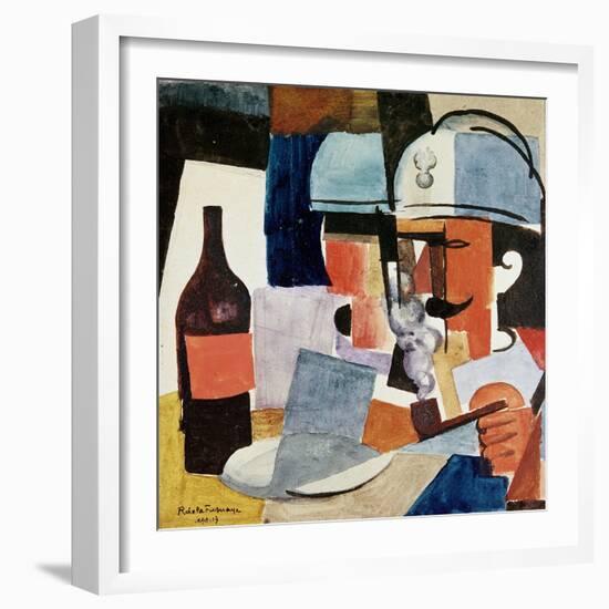 Soldier with Pipe and Bottle-Roger de La Fresnaye-Framed Giclee Print