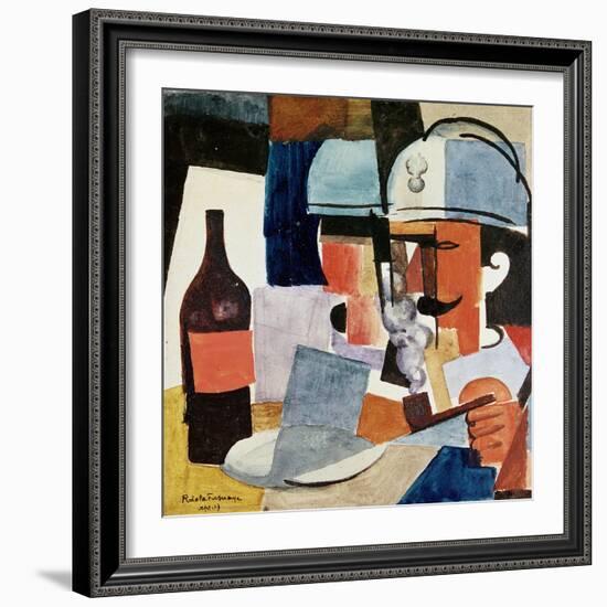 Soldier with Pipe and Bottle-Roger de La Fresnaye-Framed Giclee Print