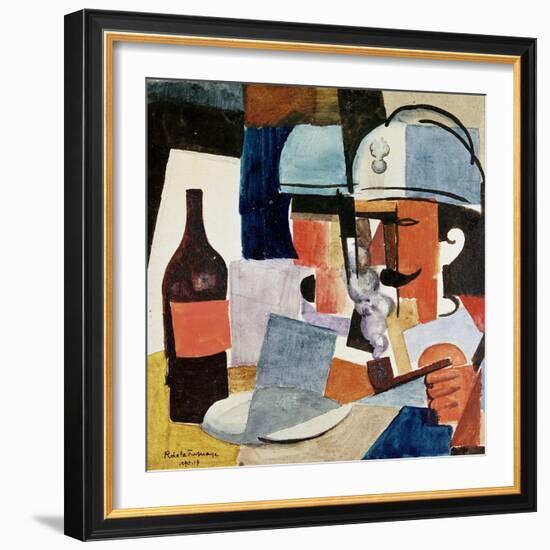 Soldier with Pipe and Bottle-Roger de La Fresnaye-Framed Giclee Print