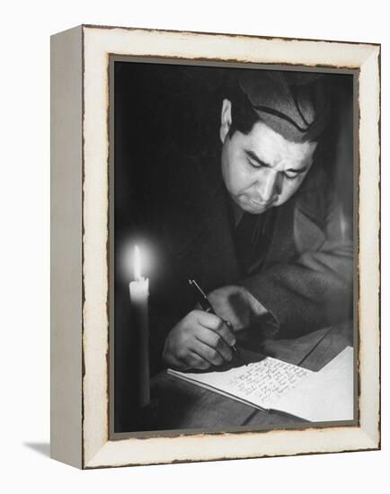 Soldier Writing in a Diary-George Strock-Framed Premier Image Canvas