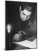 Soldier Writing in a Diary-George Strock-Mounted Photographic Print