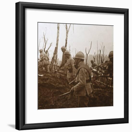 Soldiers advancing, c1914-c1918-Unknown-Framed Photographic Print