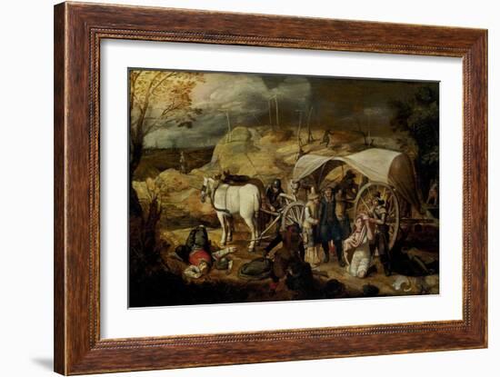 Soldiers Ambush a Cart and Passengers, Between 1600-1647-Sebastian Vrancx-Framed Giclee Print