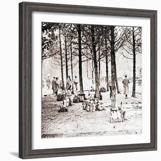 Soldiers and packs in woods, c1914-c1918-Unknown-Framed Photographic Print