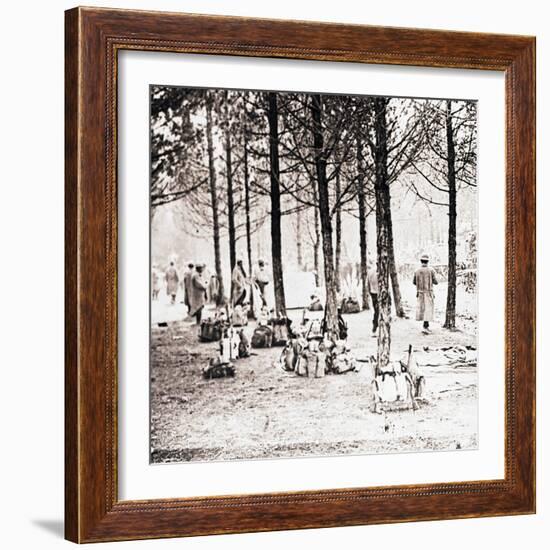 Soldiers and packs in woods, c1914-c1918-Unknown-Framed Photographic Print