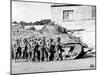 Soldiers And Their Tank Advance Into a Belgian Town During WWII-Stocktrek Images-Mounted Photographic Print