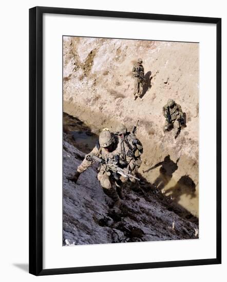 Soldiers Approach a Suspected Weapons Cache in Afghanistan-Stocktrek Images-Framed Photographic Print