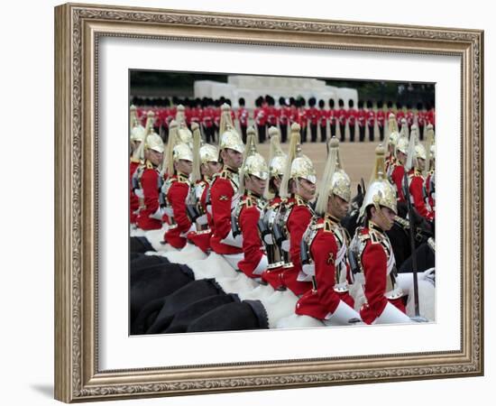 Soldiers at Trooping Colour 2012, Queen's Birthday Parade, Horse Guards, Whitehall, London, England-Hans Peter Merten-Framed Photographic Print