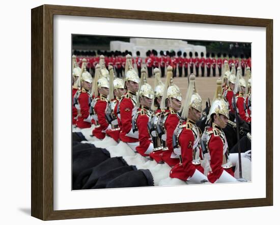 Soldiers at Trooping Colour 2012, Queen's Birthday Parade, Horse Guards, Whitehall, London, England-Hans Peter Merten-Framed Photographic Print