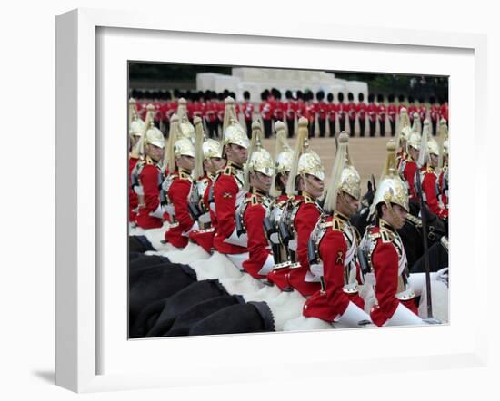 Soldiers at Trooping Colour 2012, Queen's Birthday Parade, Horse Guards, Whitehall, London, England-Hans Peter Merten-Framed Photographic Print