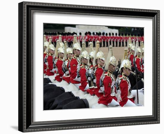 Soldiers at Trooping Colour 2012, Queen's Birthday Parade, Horse Guards, Whitehall, London, England-Hans Peter Merten-Framed Photographic Print