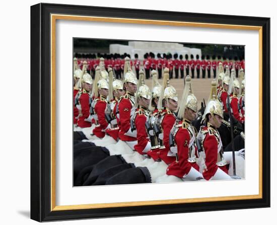 Soldiers at Trooping Colour 2012, Queen's Birthday Parade, Horse Guards, Whitehall, London, England-Hans Peter Merten-Framed Photographic Print