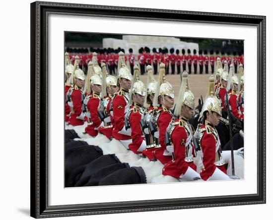 Soldiers at Trooping Colour 2012, Queen's Birthday Parade, Horse Guards, Whitehall, London, England-Hans Peter Merten-Framed Photographic Print