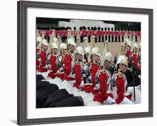 Soldiers at Trooping Colour 2012, Queen's Birthday Parade, Horse Guards, Whitehall, London, England-Hans Peter Merten-Framed Photographic Print