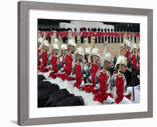 Soldiers at Trooping Colour 2012, Queen's Birthday Parade, Horse Guards, Whitehall, London, England-Hans Peter Merten-Framed Photographic Print