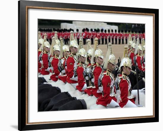 Soldiers at Trooping Colour 2012, Queen's Birthday Parade, Horse Guards, Whitehall, London, England-Hans Peter Merten-Framed Photographic Print