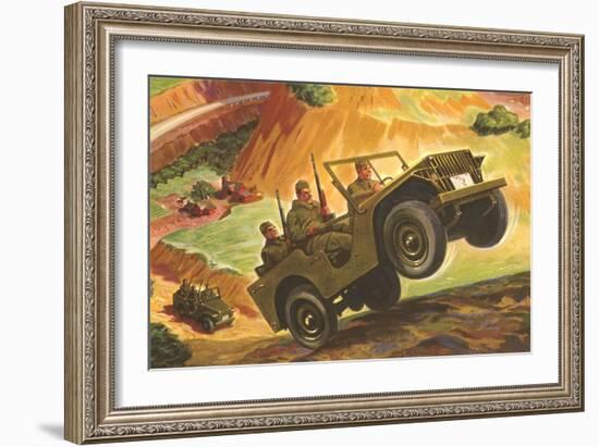 Soldiers in Jeeps-null-Framed Art Print