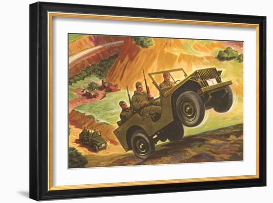 Soldiers in Jeeps-null-Framed Art Print