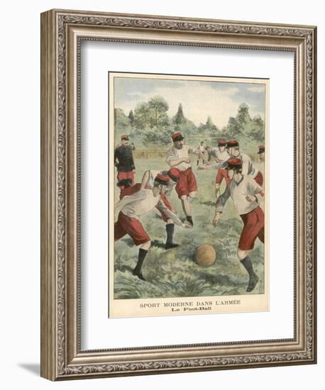 Soldiers in the French Army Enjoy a Game of Football-null-Framed Art Print