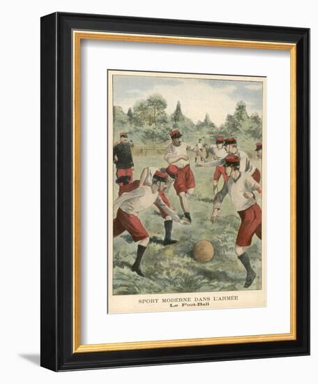 Soldiers in the French Army Enjoy a Game of Football-null-Framed Art Print