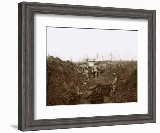 Soldiers in the trenches, Massiges, northern France, c1914-c1918-Unknown-Framed Photographic Print