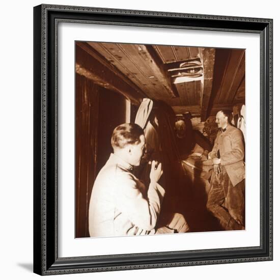 Soldiers in trenches, Genicourt, northern France, c1914-c1918-Unknown-Framed Photographic Print