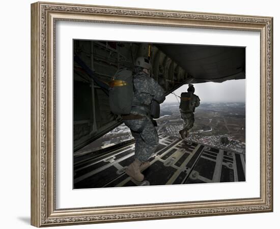 Soldiers Jump from a C-130 Aircraft Over Germany-Stocktrek Images-Framed Photographic Print